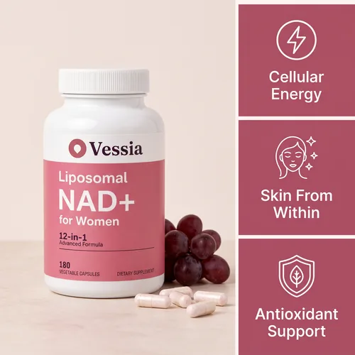 Vessia Liposomal NAD+ for Women 12-in-1 packaging