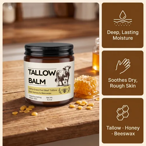 Vessia Beef Tallow Balm with Raw Honey & Beeswax packaging
