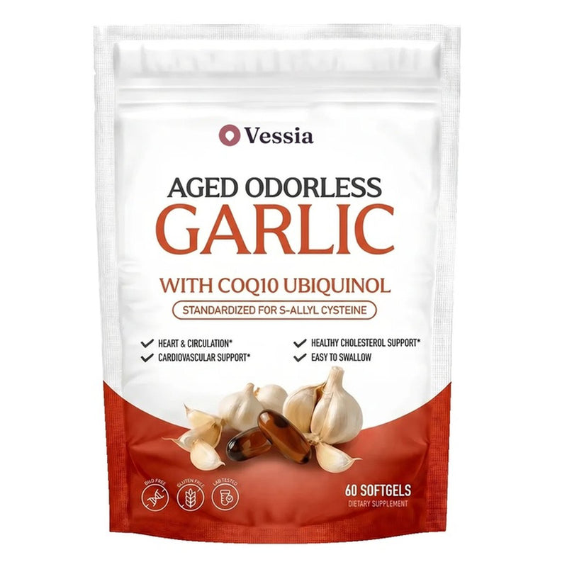 Vessia Aged Odorless Garlic with CoQ10 Ubiquinol pouch